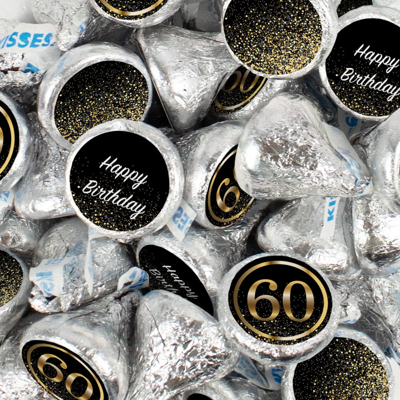 340 Pcs 60th Birthday Candy Chocolate Party Favor Hershey's Kisses Bulk (3.4lb)